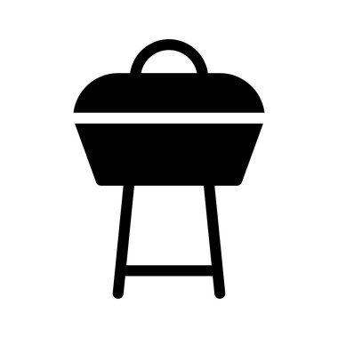 Barbekü ızgara düz simgesi, vektör, illüstrasyon