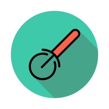 Pizza kesici tekerlek düz simgesi, vektör, illüstrasyon