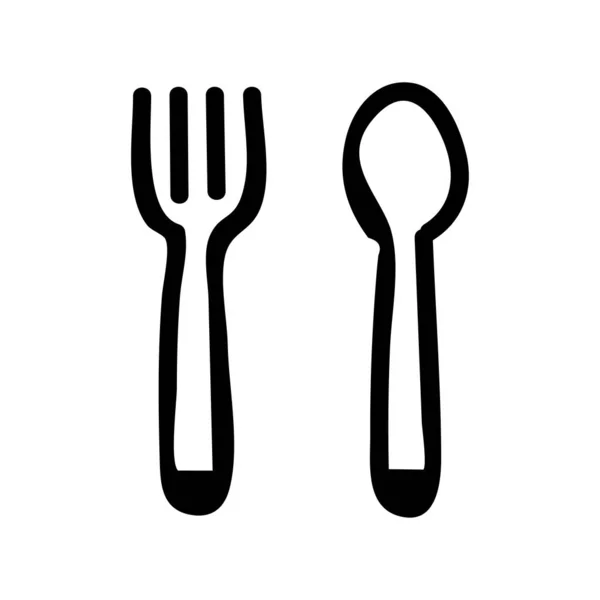 Tenedor Cuchara Icono Ilustración Vectorial — Archivo Imágenes Vectoriales