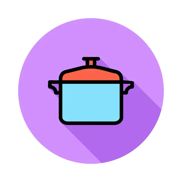 Saucepan Flat Icon Vector Illustration — Stock Vector