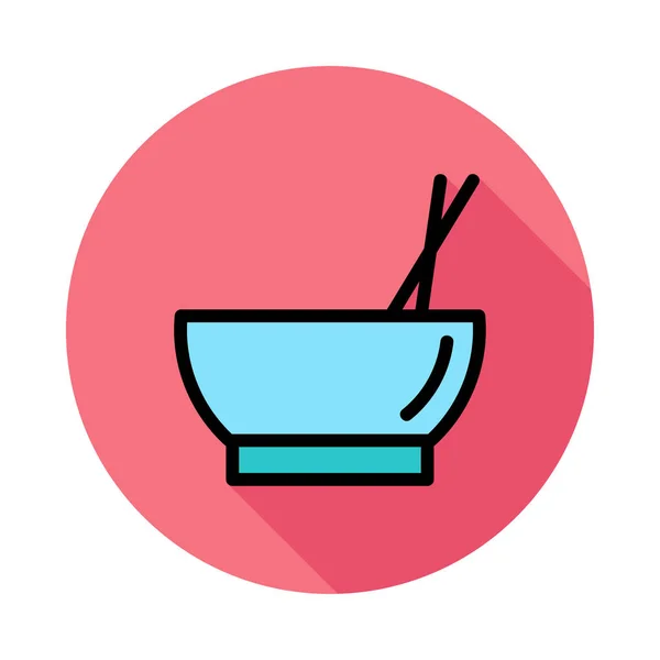 Bowl Chopsticks Flat Icon Vector Illustration — Stock Vector