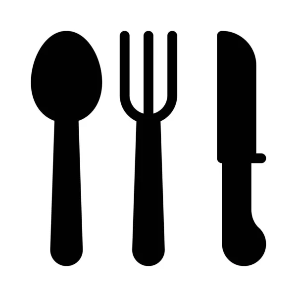 Tenedor Con Cuchillo Cuchara Icono Plano Vector Ilustración — Archivo Imágenes Vectoriales