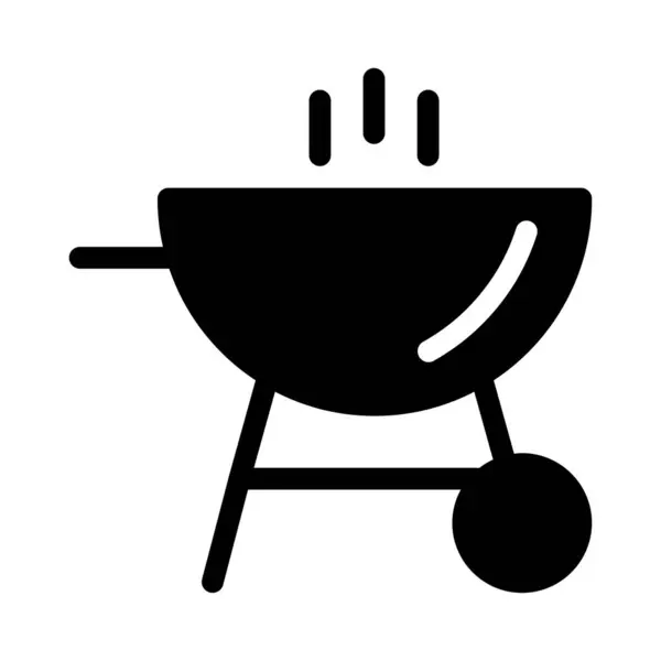 Barbecue Grill Icône Plate Vecteur Illustration — Image vectorielle