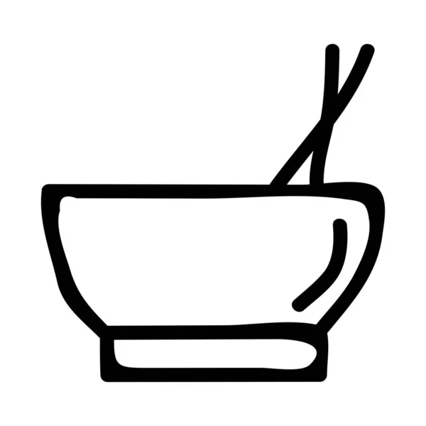 Bol Avec Baguettes Icône Plate Vecteur Illustration — Image vectorielle