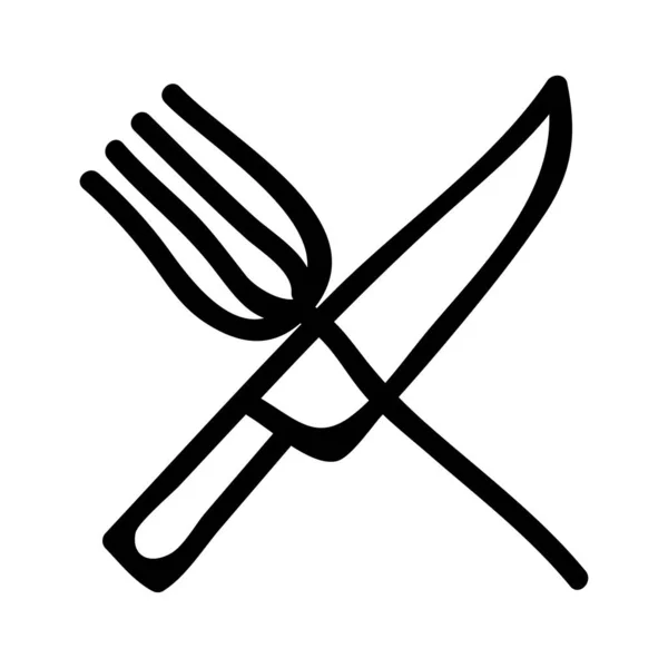 Gabel Mit Messer Flaches Symbol Vektor Illustration — Stockvektor