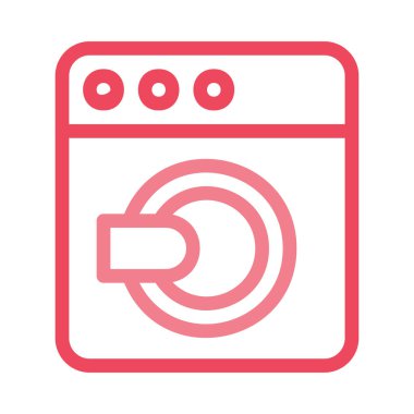 çamaşır makinesi düz simgesi, vektör, illüstrasyon