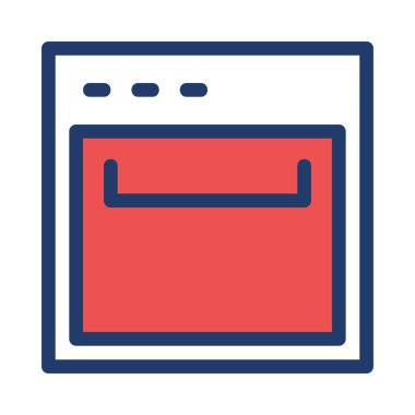 Fırın düz simgesi, vektör, illüstrasyon