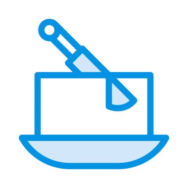 bıçak kesim tereyağı düz plaka simgesi, vektör, illüstrasyon