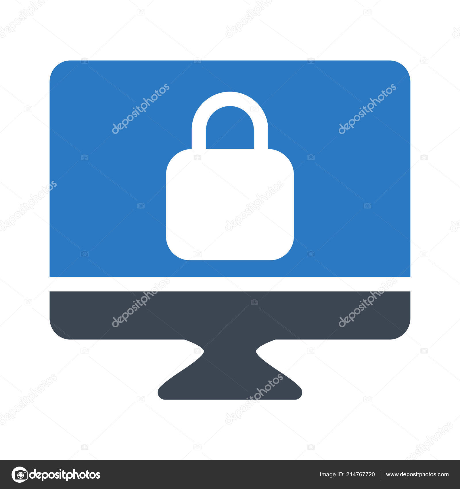 Computer Monitor Lock Icon Vector Illustration Stock Vector Image by