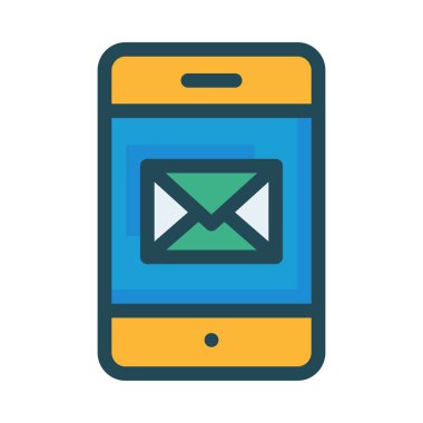 Beyaz arka plan, vektör, illüstrasyon izole mektup düz simgesi ile Smartphone perde