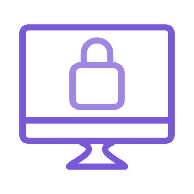 bilgisayar monitörü kilit simge vektör çizim ile 