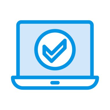 Beyaz arka plan, vektör, illüstrasyon izole onay düğmesini düz simgesi ile dizüstü bilgisayar