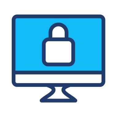 bilgisayar monitörü kilit simge vektör çizim ile 