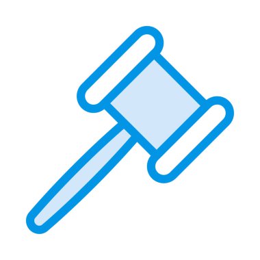 Yargıç çekiç düz simgesi beyaz arka plan, vektör, illüstrasyon izole