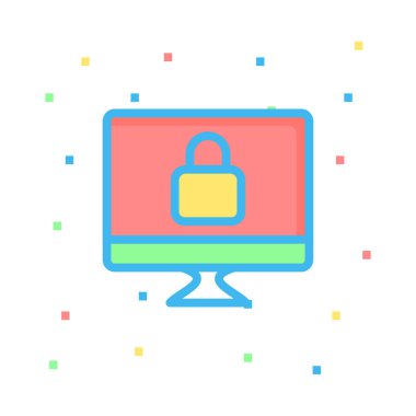 bilgisayar monitörü kilit simge vektör çizim ile 