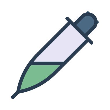 tükenmez kalem düz simgesi beyaz arka plan, vektör, illüstrasyon izole