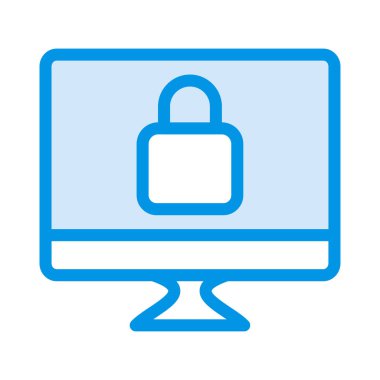 bilgisayar monitörü kilit simge vektör çizim ile 