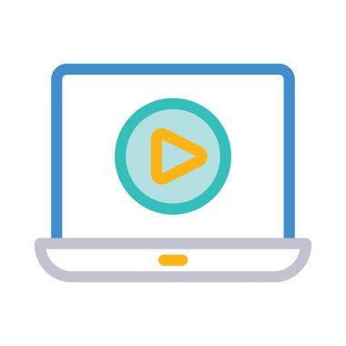 Beyaz arka plan, vektör, illüstrasyon izole oyun düğme düz simgesi ile dizüstü bilgisayar