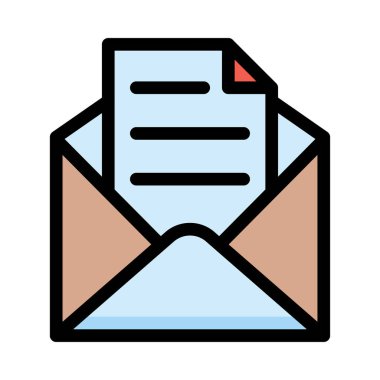 posta düz simgesi, vektör illüstrasyonu 