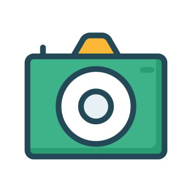 web ve mobil, modern minimalist düz tasarımı için kamera simgesi. 