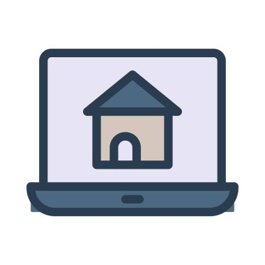 house simge vektör çizim ile dizüstü bilgisayar 