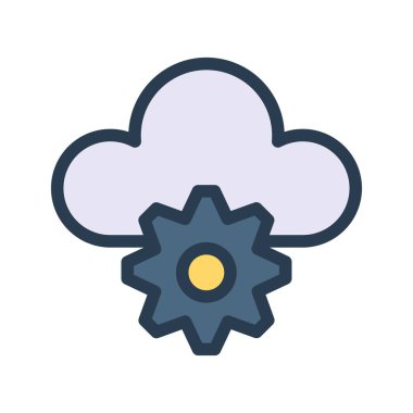 Dişli ve bulut simge vektör çizim 