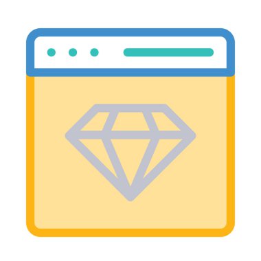 Elmas mücevher düz simgesi beyaz arka plan, vektör, illüstrasyon izole