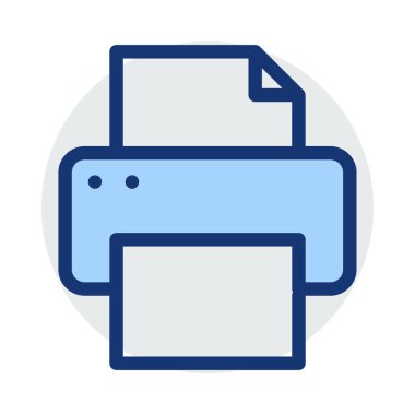 Yazıcı düz simgesi beyaz arka plan, vektör, illüstrasyon izole