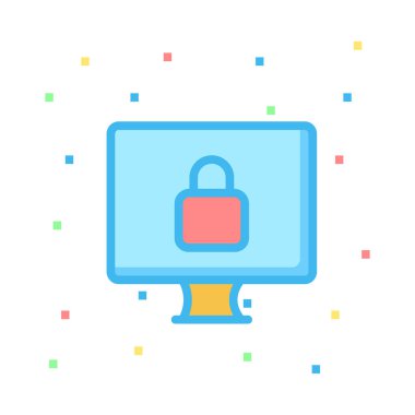 bilgisayar monitörü kilit simge vektör çizim ile 