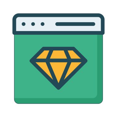 Elmas mücevher düz simgesi beyaz arka plan, vektör, illüstrasyon izole