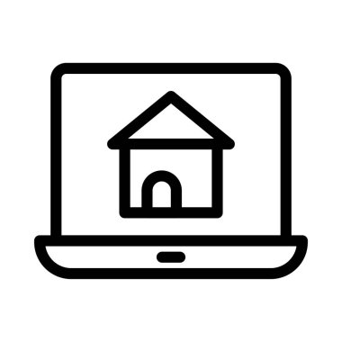 house simge vektör çizim ile dizüstü bilgisayar 