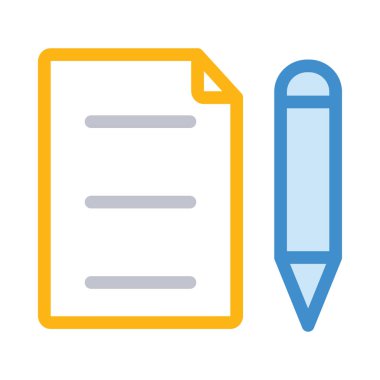 kalem ve kağıt simge vektör çizim 