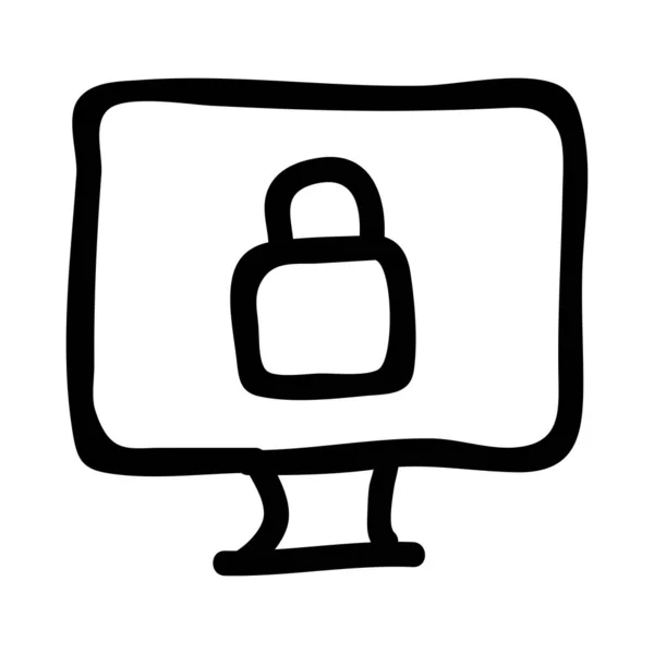 Computer Monitor Lock Icon Vector Illustration — Stock Vector