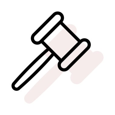 Yargıç çekiç düz simgesi beyaz arka plan, vektör, illüstrasyon izole