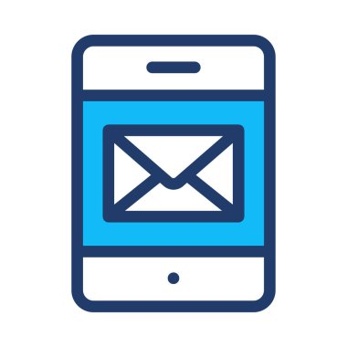 Beyaz arka plan, vektör, illüstrasyon izole mektup düz simgesi ile Smartphone perde