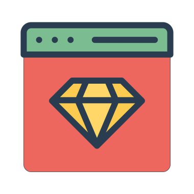 Elmas mücevher düz simgesi beyaz arka plan, vektör, illüstrasyon izole