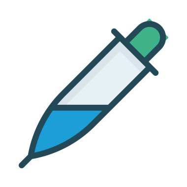 tükenmez kalem düz simgesi beyaz arka plan, vektör, illüstrasyon izole