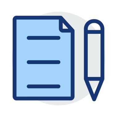 kalem ve kağıt simge vektör çizim 