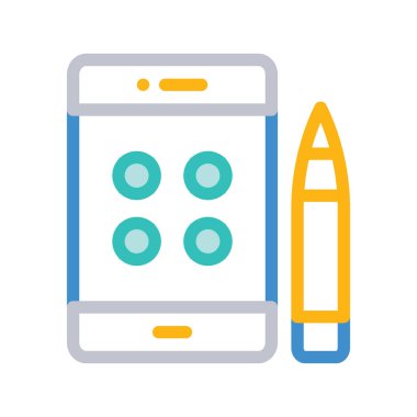 tablet ekran ve kalem, vektör çizim 