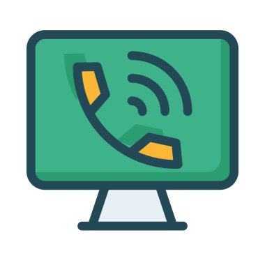 bilgisayar ekran cep telefonu düz stil ikonu, vektör çizim ile 