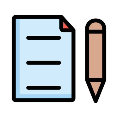 kalem ve kağıt simge vektör çizim 