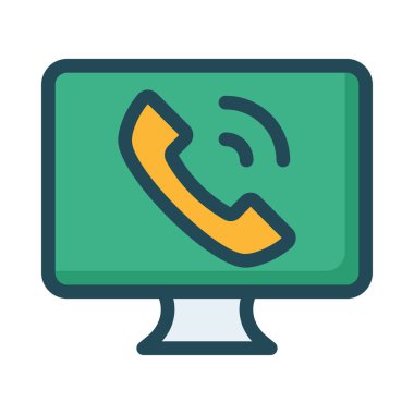 bilgisayar ekran cep telefonu düz stil ikonu, vektör çizim ile 