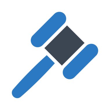 Yargıç çekiç düz simgesi beyaz arka plan, vektör, illüstrasyon izole