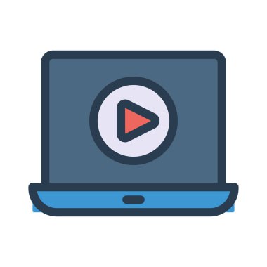 Beyaz arka plan, vektör, illüstrasyon izole oyun düğme düz simgesi ile dizüstü bilgisayar