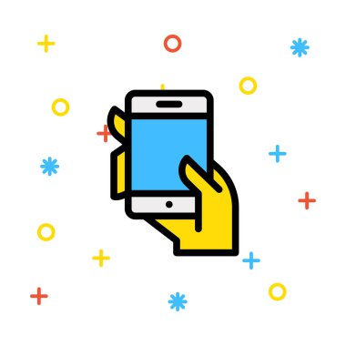 el düz simgesi beyaz arka plan, vektör, illüstrasyon izole içinde Smartphone perde