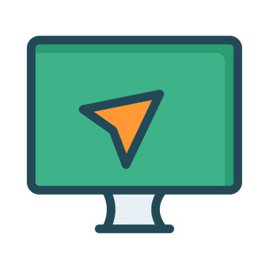 bilgisayar ekran düz stil ikonu, vektör çizim 