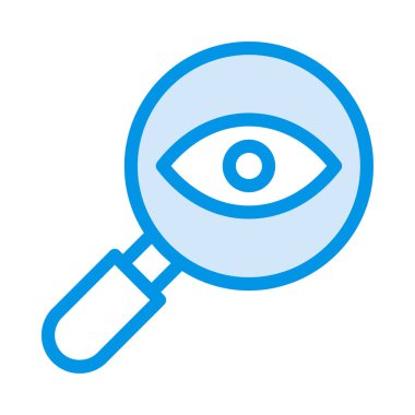 Beyaz arka plan, vektör, illüstrasyon izole göz düz simgesi olan Büyüteç