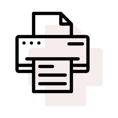 Yazıcı düz simgesi beyaz arka plan, vektör, illüstrasyon izole