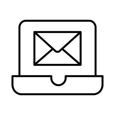 Beyaz arka plan, vektör, illüstrasyon izole mektup düz simgesi ile dizüstü bilgisayar