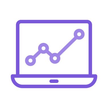 Analitik grafik düz simgesi beyaz arka plan, vektör, illüstrasyon izole